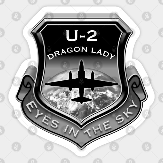 3D U2 Dragon Lady spy plane shield Sticker by DrewskiDesignz